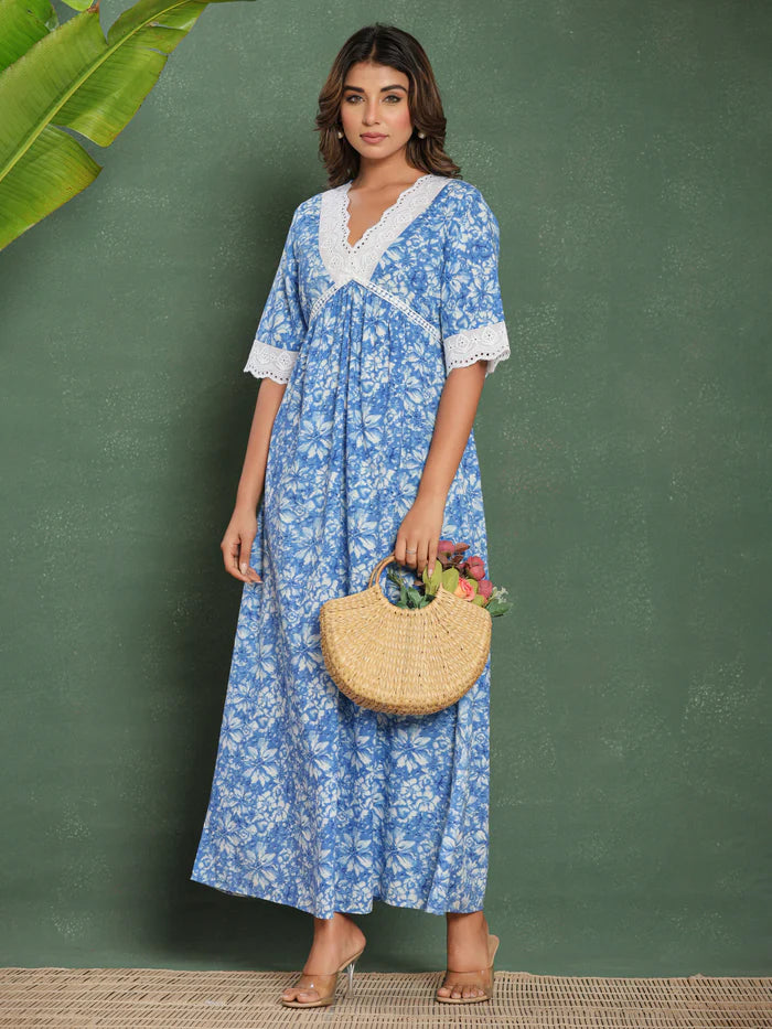 Blue Premium Lace Nighty
