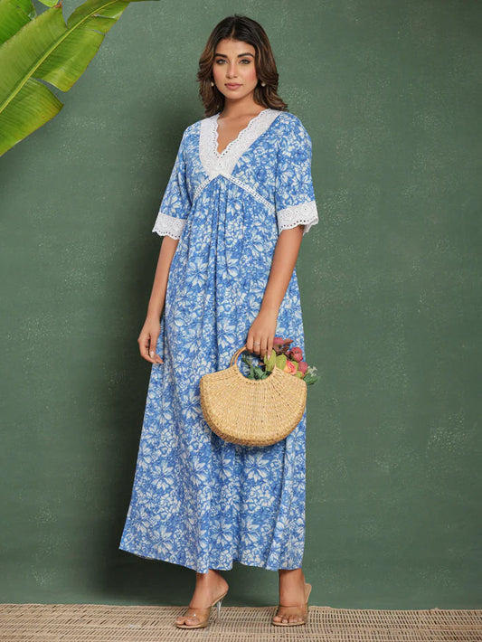 Blue Premium Lace Nighty