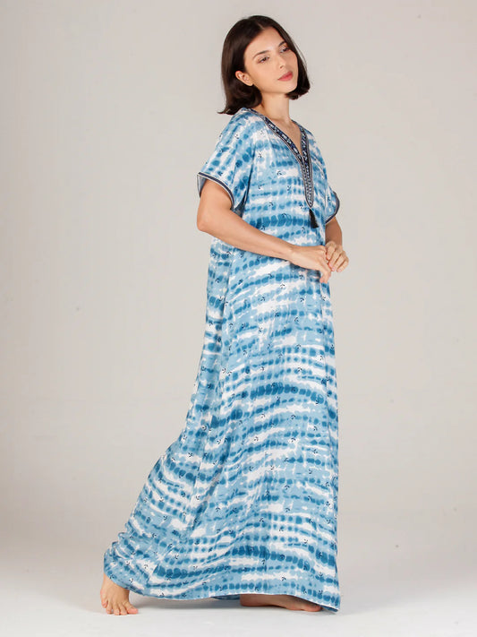 Sky Blue Viscose Liva Printed Design